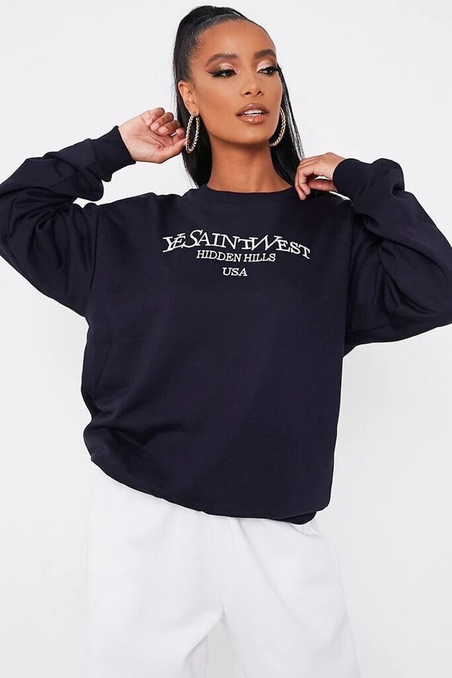 Cotton Club Shirt Women’s Medium Sweater Oversized Pullover Black N132